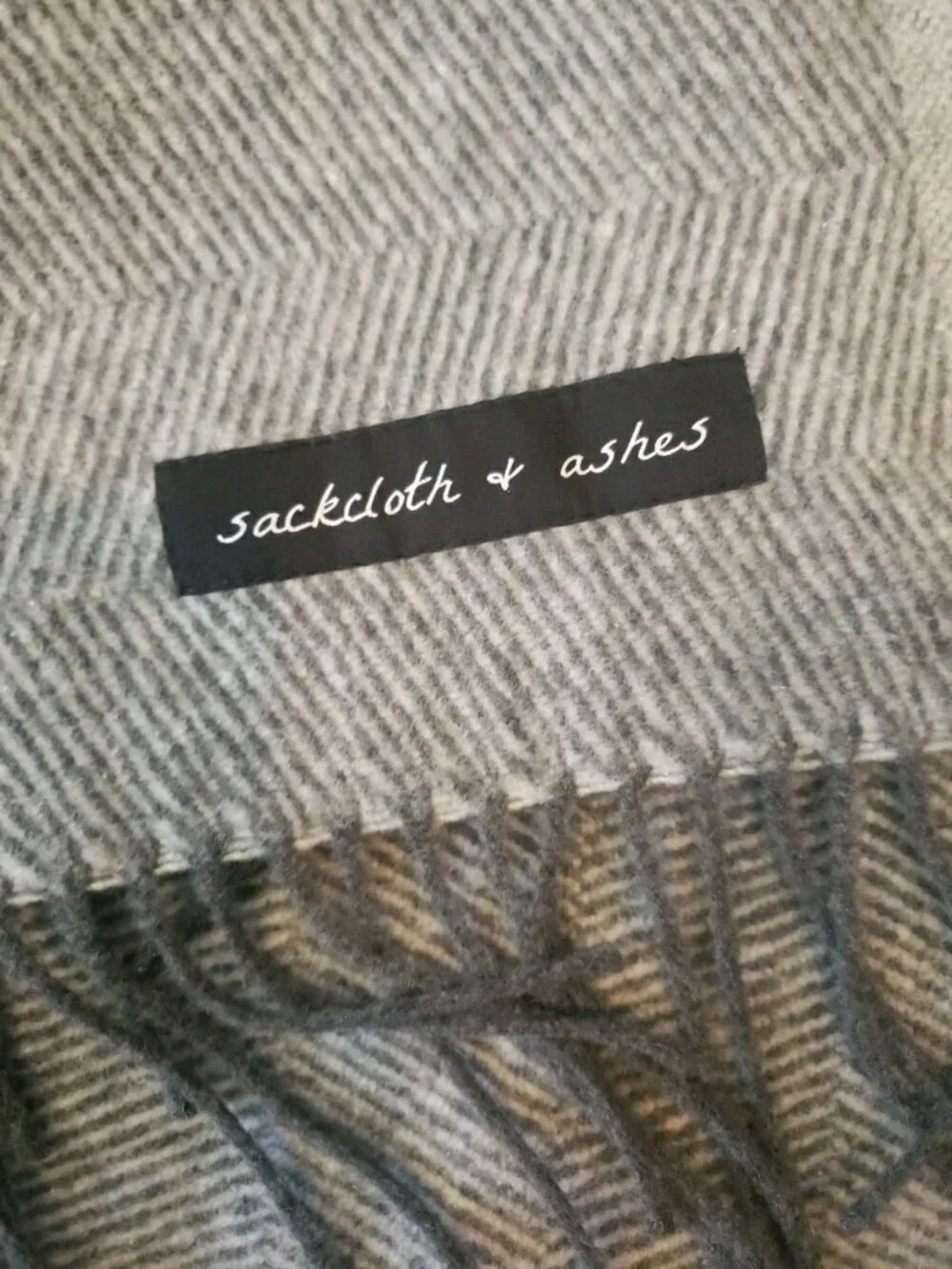 Accents Sackcloth Ashes Blanket 59x7 Gray Herringbone Cotton Blend accents-sackcloth-ashes-blanket-59x7-gray-herringbone-cotton-blend